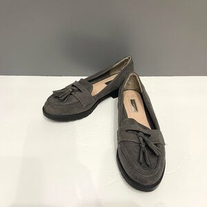 PRIMARK Womens Grey Suede Loafers Shoes Slip On Moccasin Comfy Driving US7 EUR38